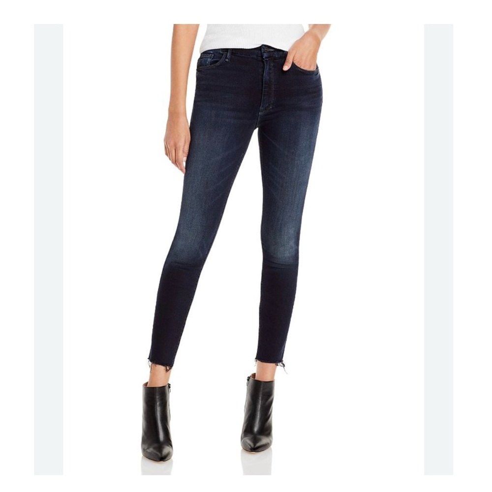 mother denim high waisted looker ankle fray in last call